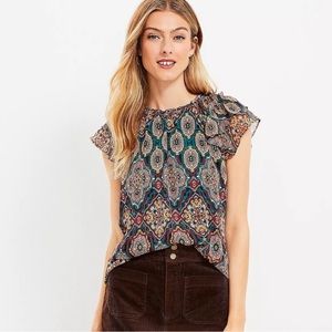 LOFT Double Ruffle Top XS